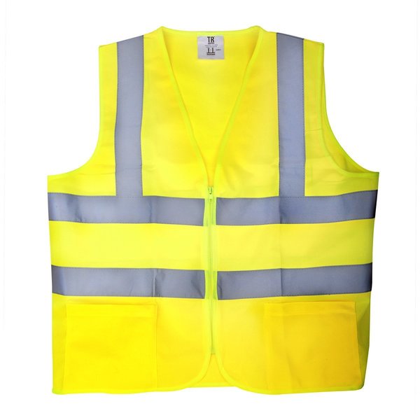 Tr Industrial Yellow Knitted Safety Vest, Size Small, 2Pocket W Zipper TR88032